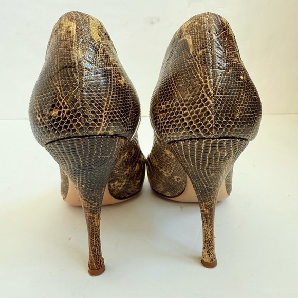Prada Tan Brown Snakeskin leather pointed toe Pumps Vintage Retro EU 41 - Picture 6 of 10